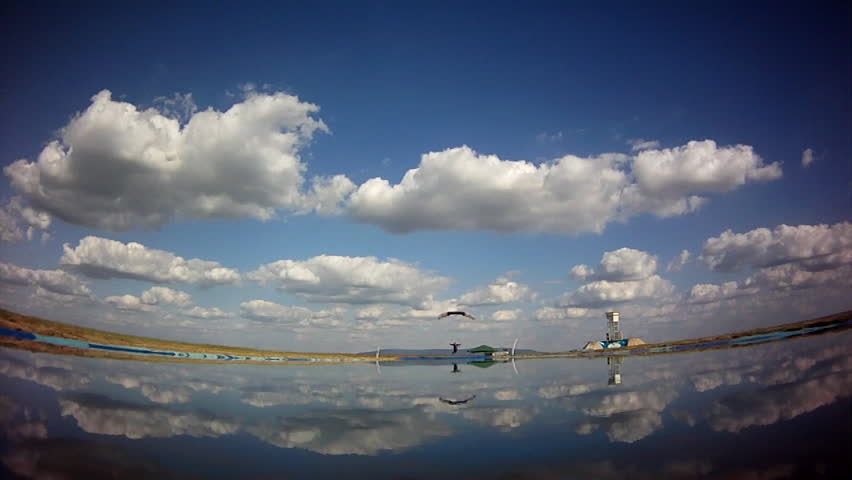 Skydiver landing on water