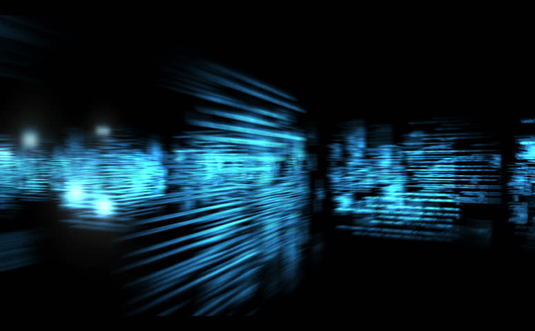 Montage of business statistics and presentations on moving black and blue digital background