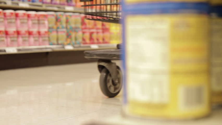 Shopping Cart in Store - Dolly Shot