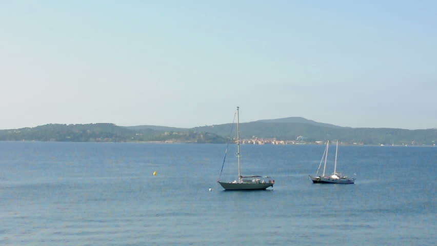 French Riviera views from St. Tropez. Yachts and sailboats