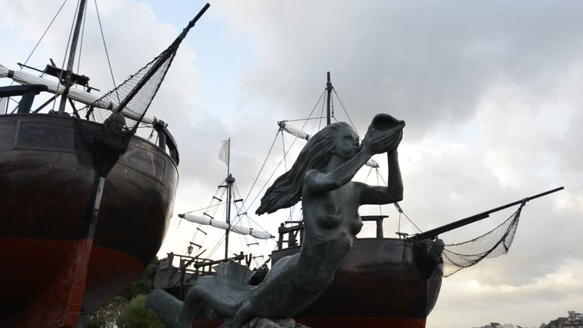 Siren with galleons in the peninsula of Magdalena Santander Cantabria Spain