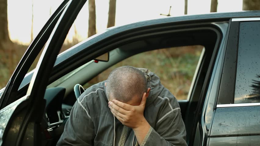 Depressed man drinking alcohol