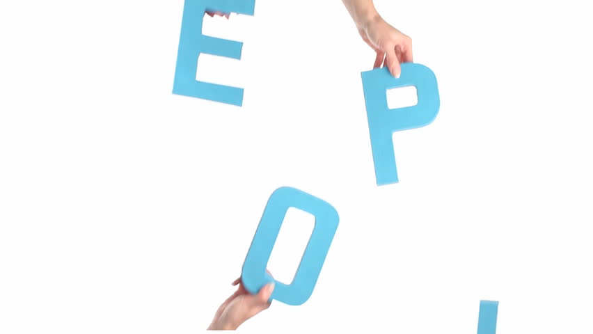 Female hands holding letters PEOPLE