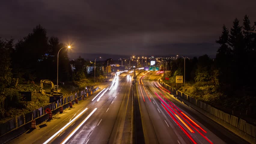 High Impact Busy Traffic of Highway #1 in Vancouver