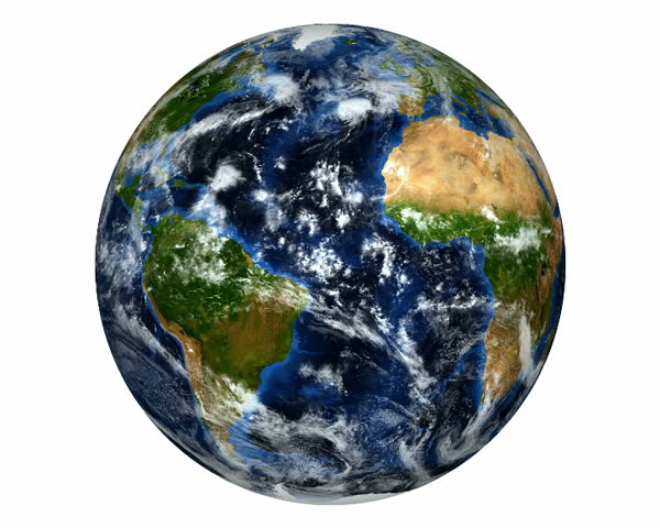 Realistic World Map Wraps To Globe (loop On White). World Map Wraps