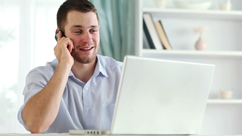Man having on-call duty at home
