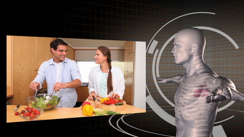 Animation of videos of healthy eating with a digitally created man