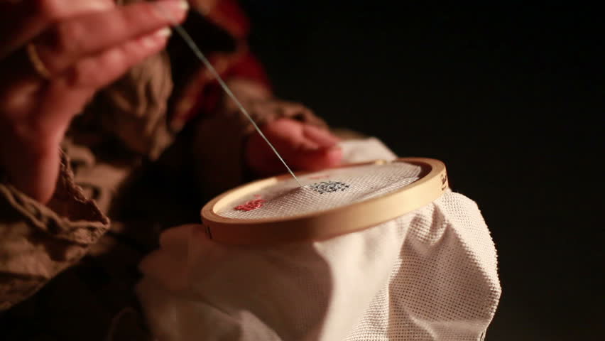 woman sewing at home