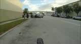 MIAMI, FL - NOVEMBER 23: POV on bicycle, passing by the crashed cars after a collision on the left side of the street on November 23, 2012 in Miami, FL.