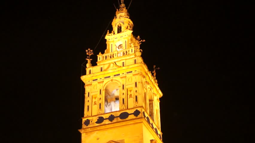 View of the bells Church of Our Lady of Granada, in Moguer, Huelva, Spain.
