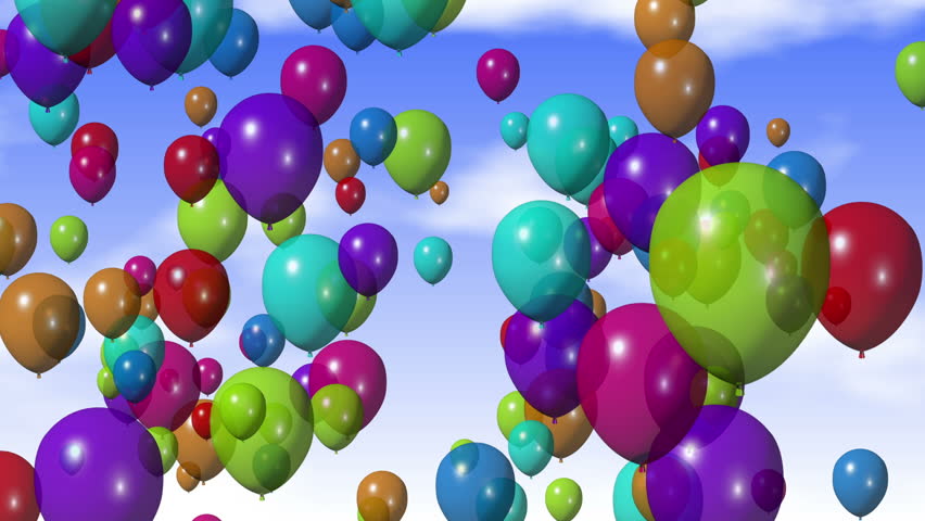 Colorful balloons rising in  the air.