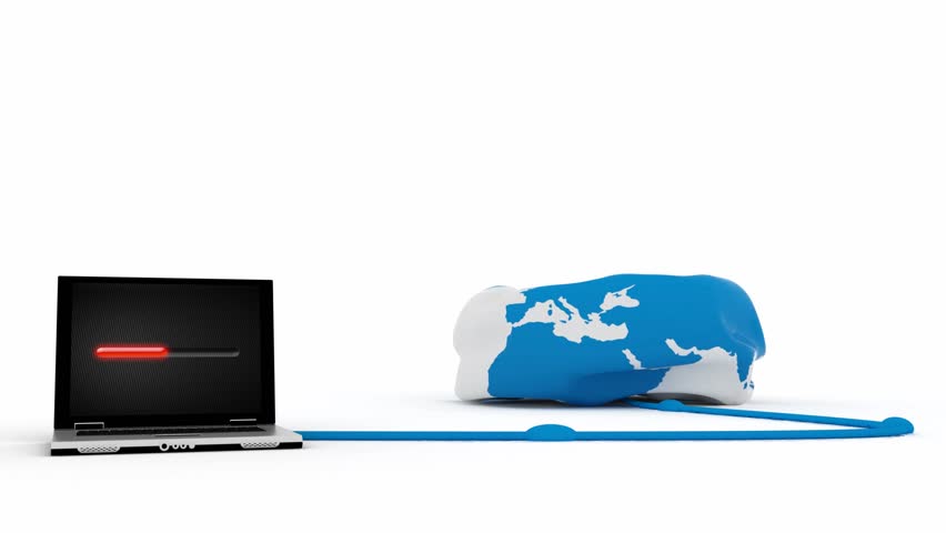 laptop uploading the world, with alpha channel