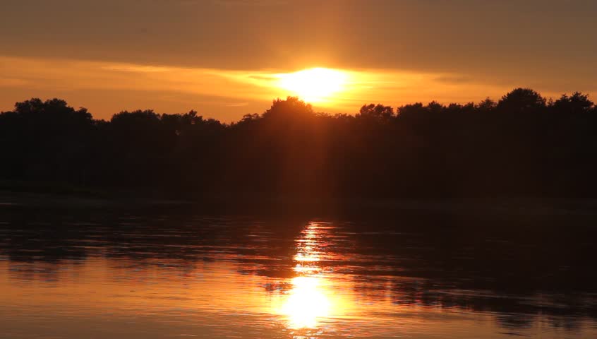 Sunset on the Elbe river in Saxony-Anhalt / Germany