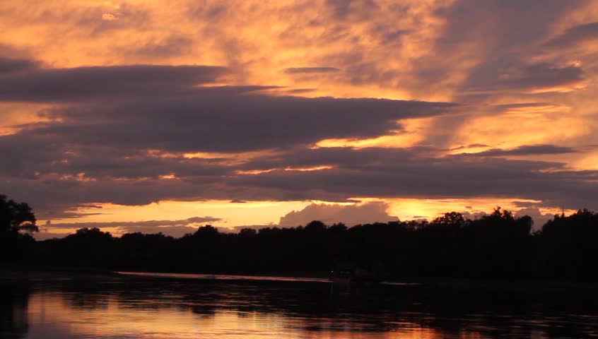 Sunset on the Elbe river in Saxony-Anhalt / Germany