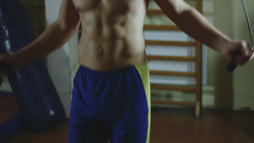 Young boxer skipping