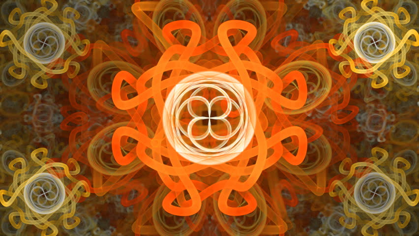 Complex orange mandala composition seamless loop fractal