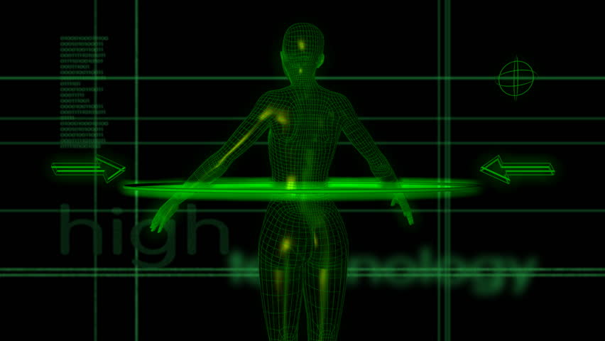 Hitech Woman Scan - Hi-tech Background 01B(HD) - Hi-tech background with woman in medical scanner.