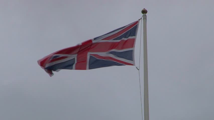 Flag of British Union flying in the wind.