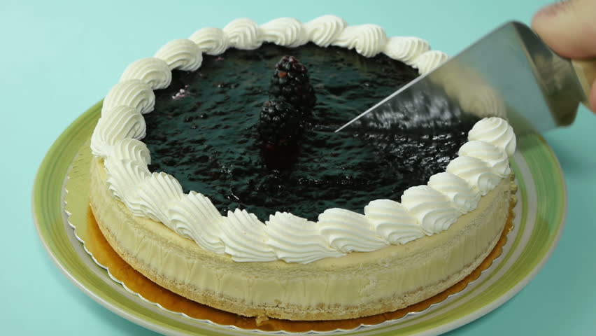 Black Berry Cheesecake Cutting Serving and Eating Sequence.