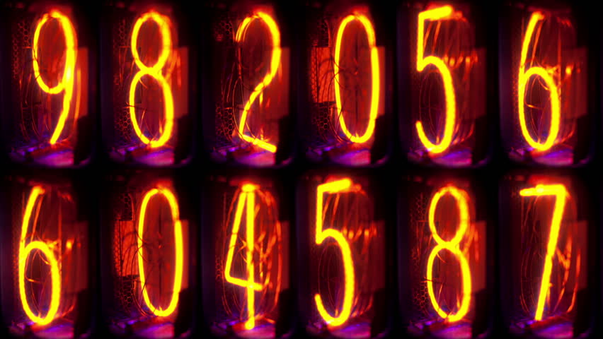 a numerical counter and number sequence filmed with an old nixie tube clock
