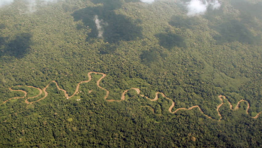 Flying over pristine tropical rainforest in the Ecuadorian Amazon