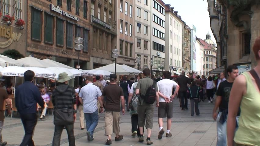 MUNICH, GERMANY - CIRCA 2011: Pedestrians in pedestrian street in Munich.