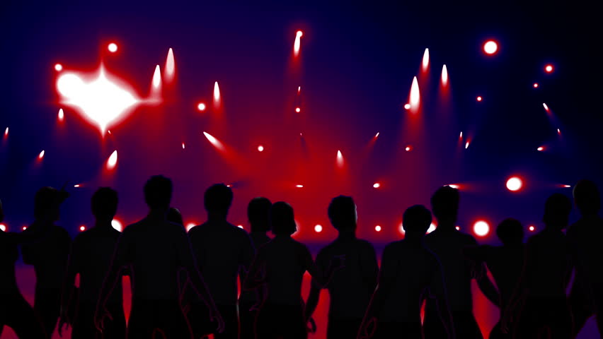 Disco Stage Dancers on the Dance Floor Colorful Vivid Lights Flashing