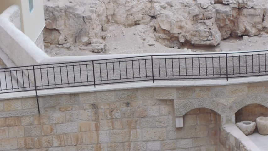 Monks' cells in the rock of Kidron valley, Saint Savas monastery near Jerusalem, Israel