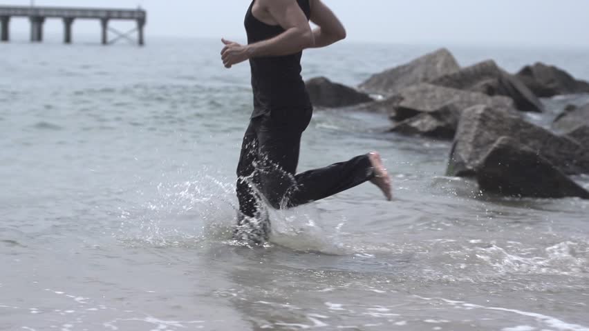 jogging at beach male model