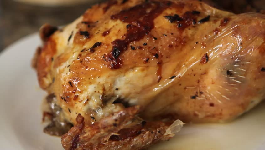 dipping sauce on roast chicken