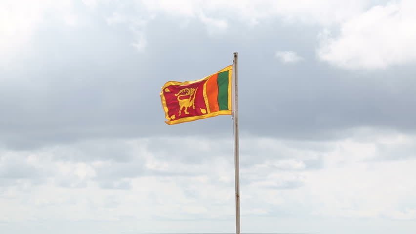 flag of the state of Sri Lanka in the sky