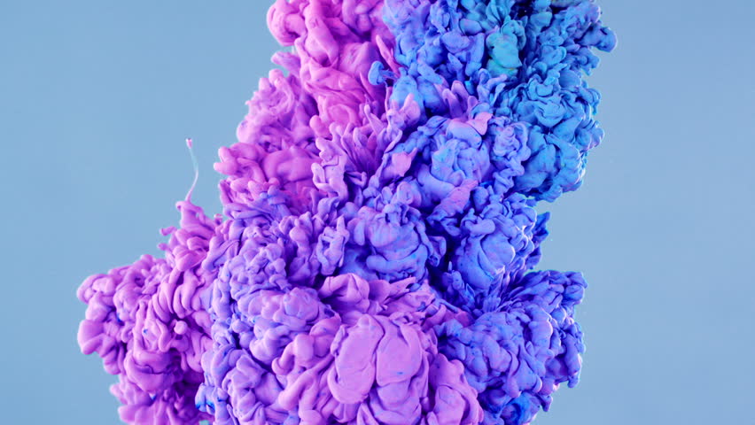 Purple ink in water shooting with high speed camera.
