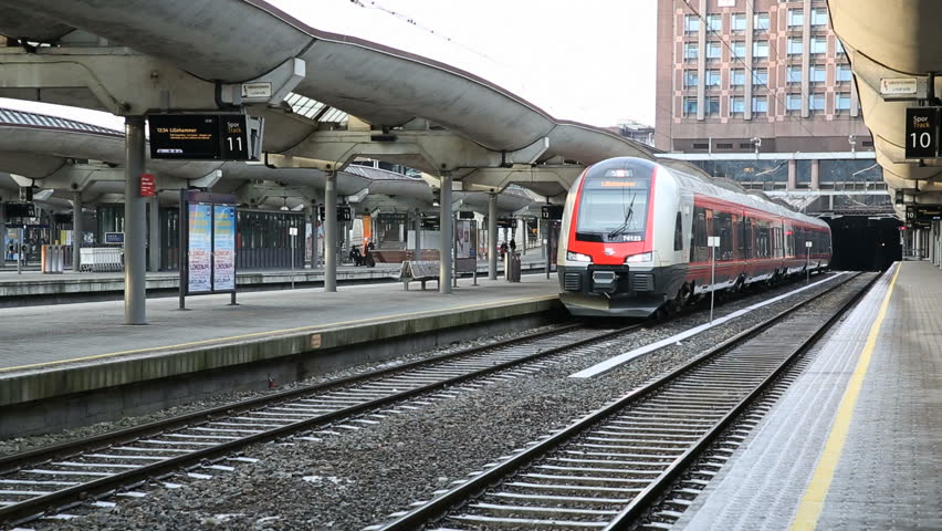 OSLO, NORWAY - JANUARY 9: Inter City train departure from the Central Station in Oslo, Norway on January 9, 2013.