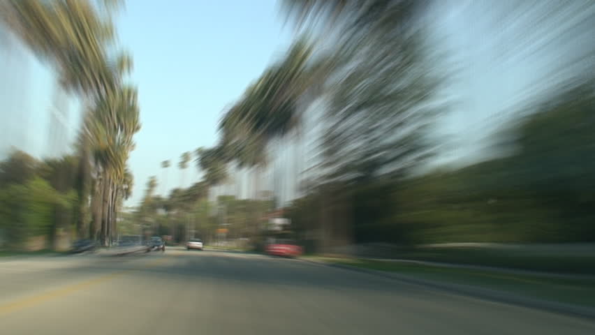 HOLLYWOOD BOULEVARD, LOS ANGELES - CIRCA 2009: Driving down Hollywood Blvd in Los Angeles. 