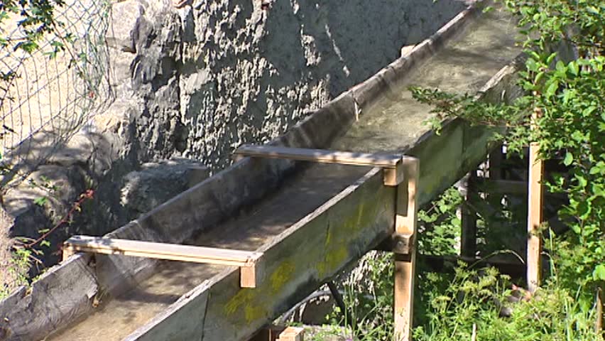 wooden waterway, water supply for water wheel.