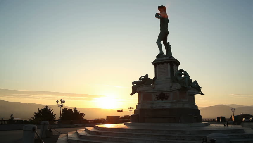 Panoramic view of Piazzale Michelangelo in Florence with Michelangelo's David copy