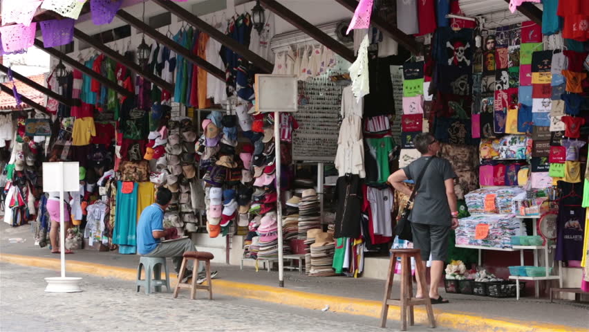 PUERTO VALLARTA MEXICO NOV 2012:  Small tourism stores sell local made souvenir and clothes.