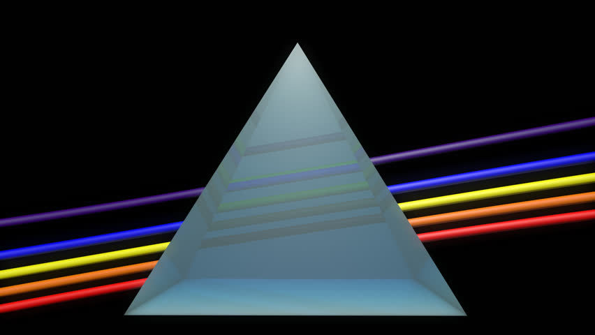 3D prism with rainbow light flow through
