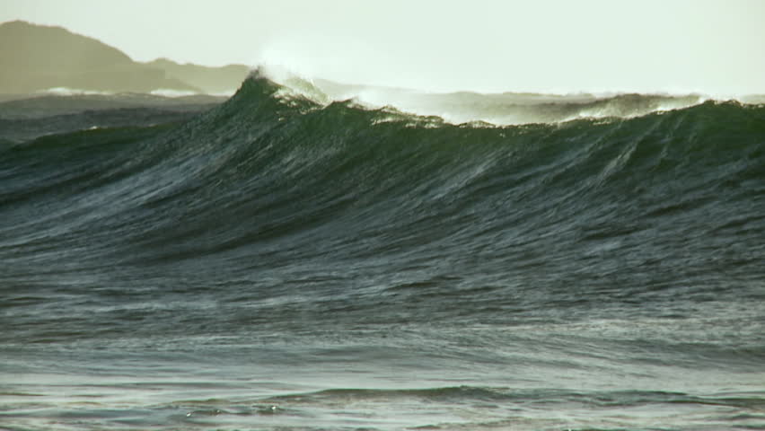 HAWAII, USA, 2012 Large waves crest and break.