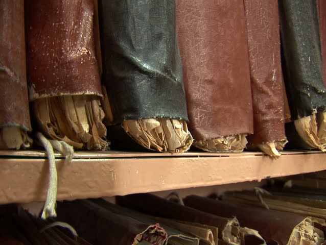 shelves with old files and folders (documents and drafts)