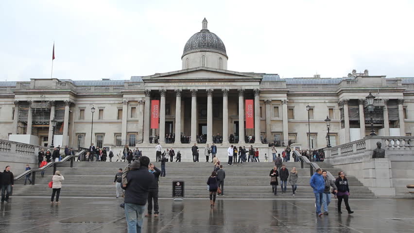 LONDON, UK  â APRIL 3rd: Two shots ot the National Gallery in London on April 3rd, 2012. The National Gallery art museum on Trafalgar square is the 4th most visited art museum in the world. 