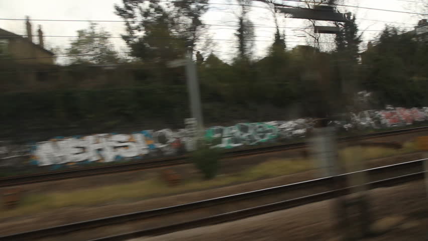 Train travel UK. Grafitti.
Travelling by train. London, UK. 
