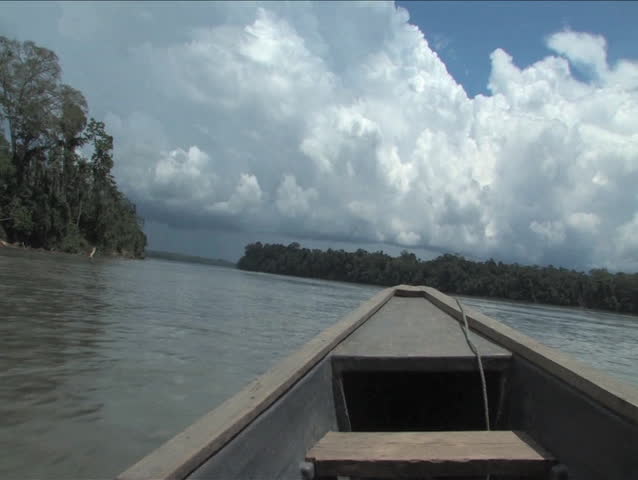 Down pour coming on the Amazon River