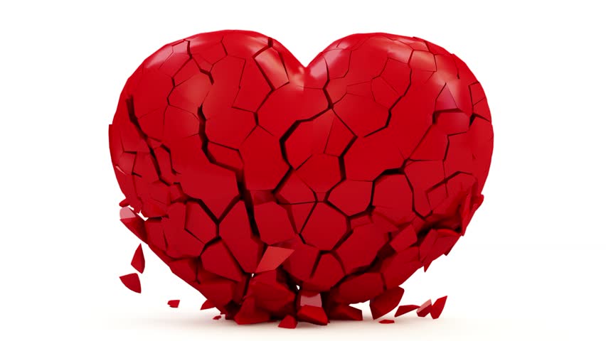 Animation of Broken Red Heart with Alpha Channel (HD)