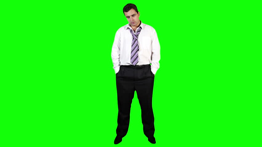 Young Businessman Bankrupt Full Body Greenscreen

Footage was shot against green screen and is keyed out
The background is pure green that's why removing the green is easy
Green spills are removed