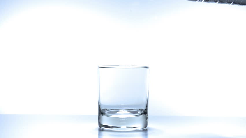 Pouring glass of water in slow motion on white background. fullHD video shot at 250fps