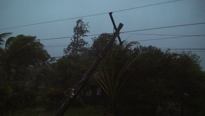 Furious Hurricane Winds Hit At Night. 