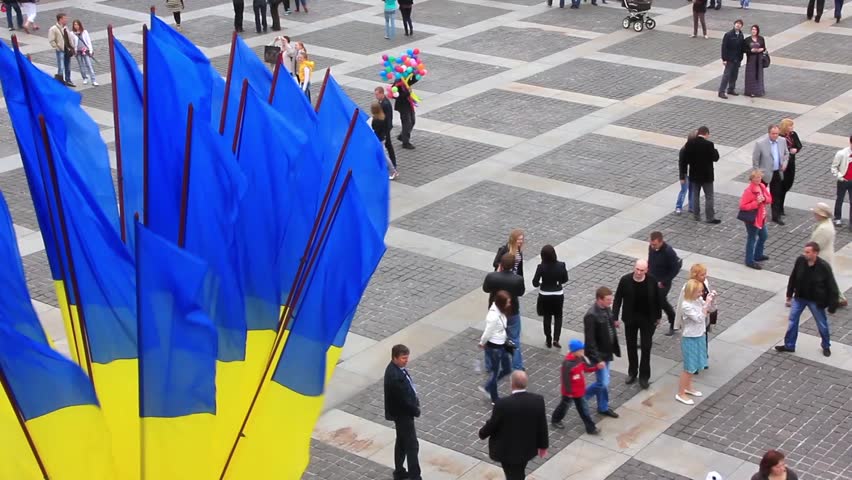 KIEV, UKRAINE, MAY 9, 2012: People at ceremonial parade dedicated to the 67th Anniversary of victory in Great Patriotic War (World War II) in Kiev, Ukraine, May 9, 2012