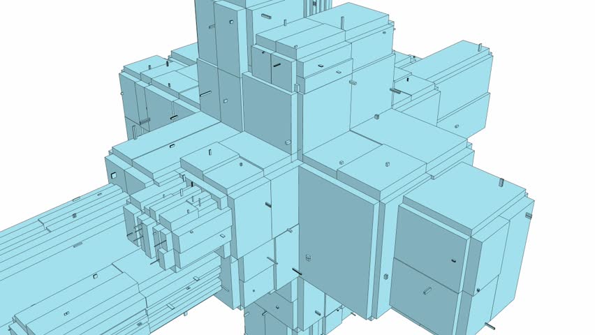 F 27  Growing Urban City Boxes From Cube Animation 01