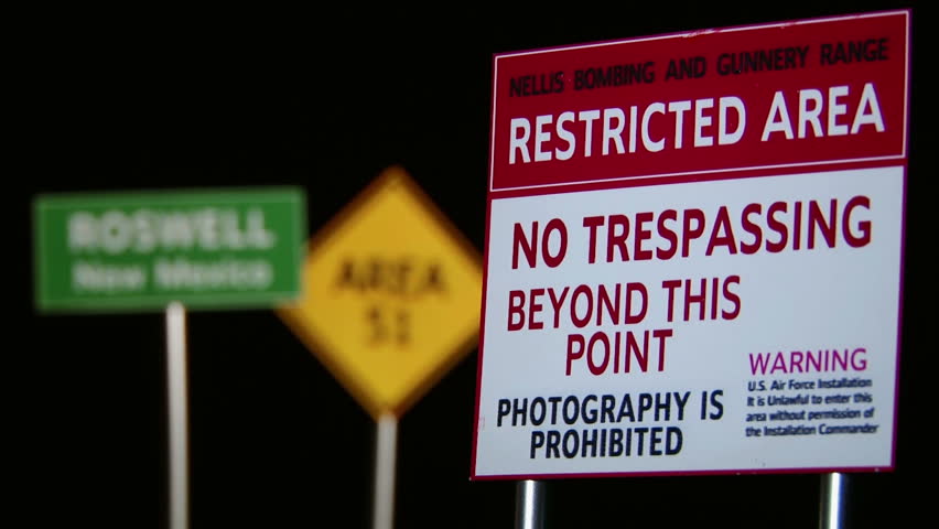 Roswell, Area 51, Restricted Area - Signs